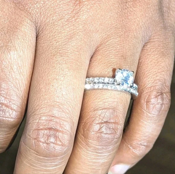 Women's 3 Ct Round Princess Cut Lab-created Diamond Engagement Duo Ring Set Sz 7 - Picture 7 of 17